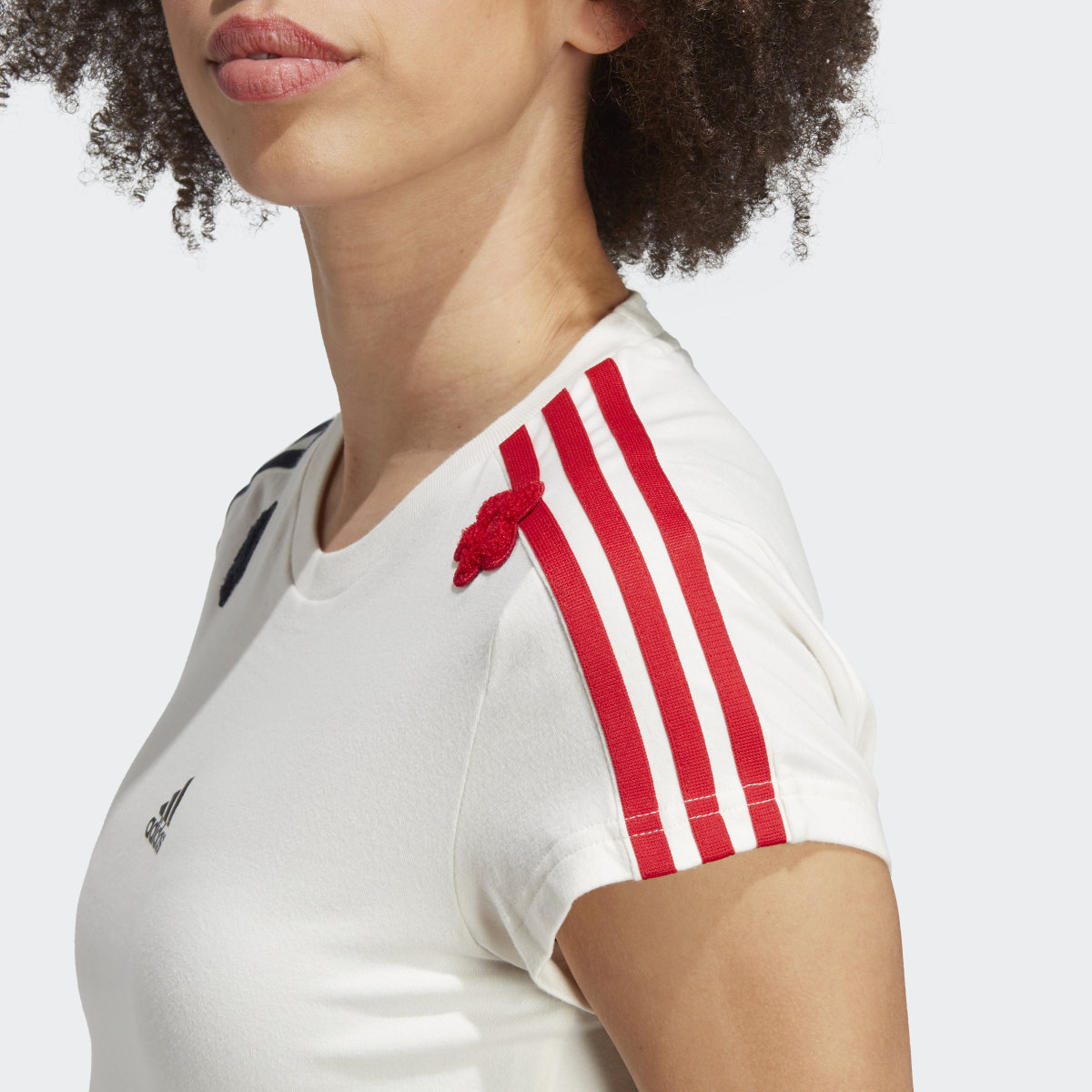 Adidas 3-Stripes Crop Top with Chenille Flower Patches. 7