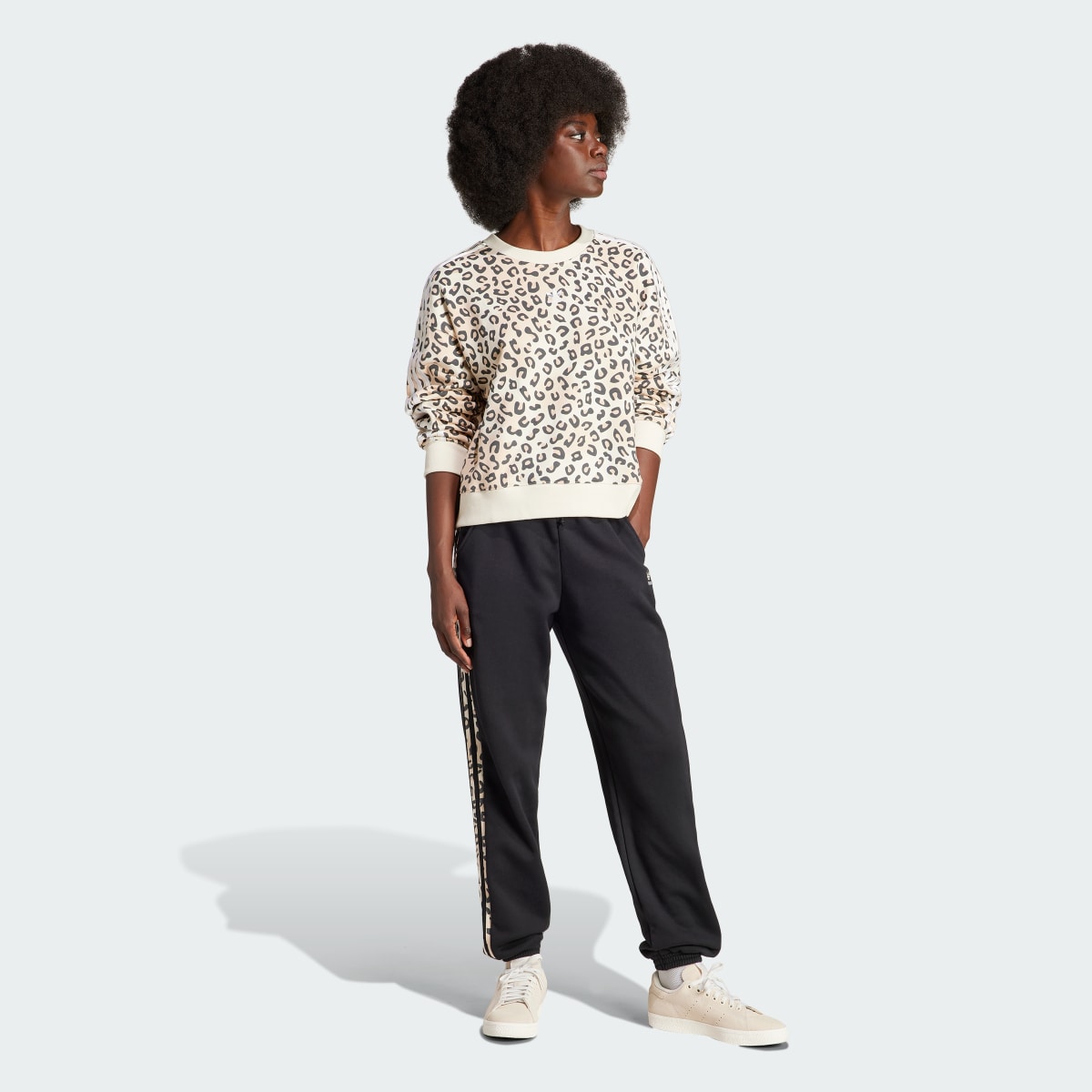 Adidas Originals Leopard Luxe Trefoil Crew Sweatshirt. 4