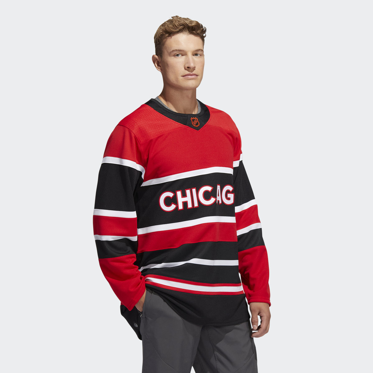 Adidas Blackhawks Authentic Reverse Retro Wordmark Jersey. 4