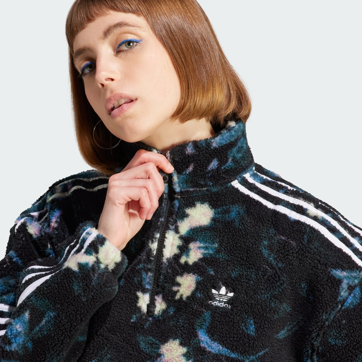 Adidas Allover Print Flower Fleece Jacket. 7