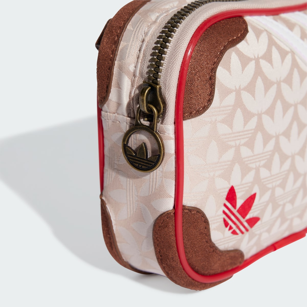 Adidas Trefoil Monogram Jacquard Suede Mini Airliner Bag. 4