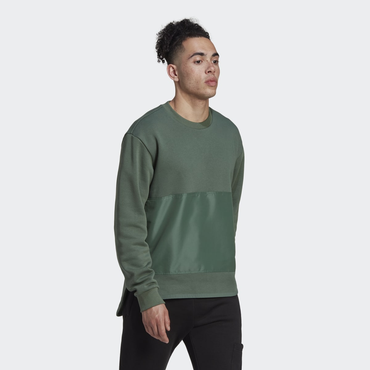 Adidas Fleece Woven Crew Sweatshirt. 4