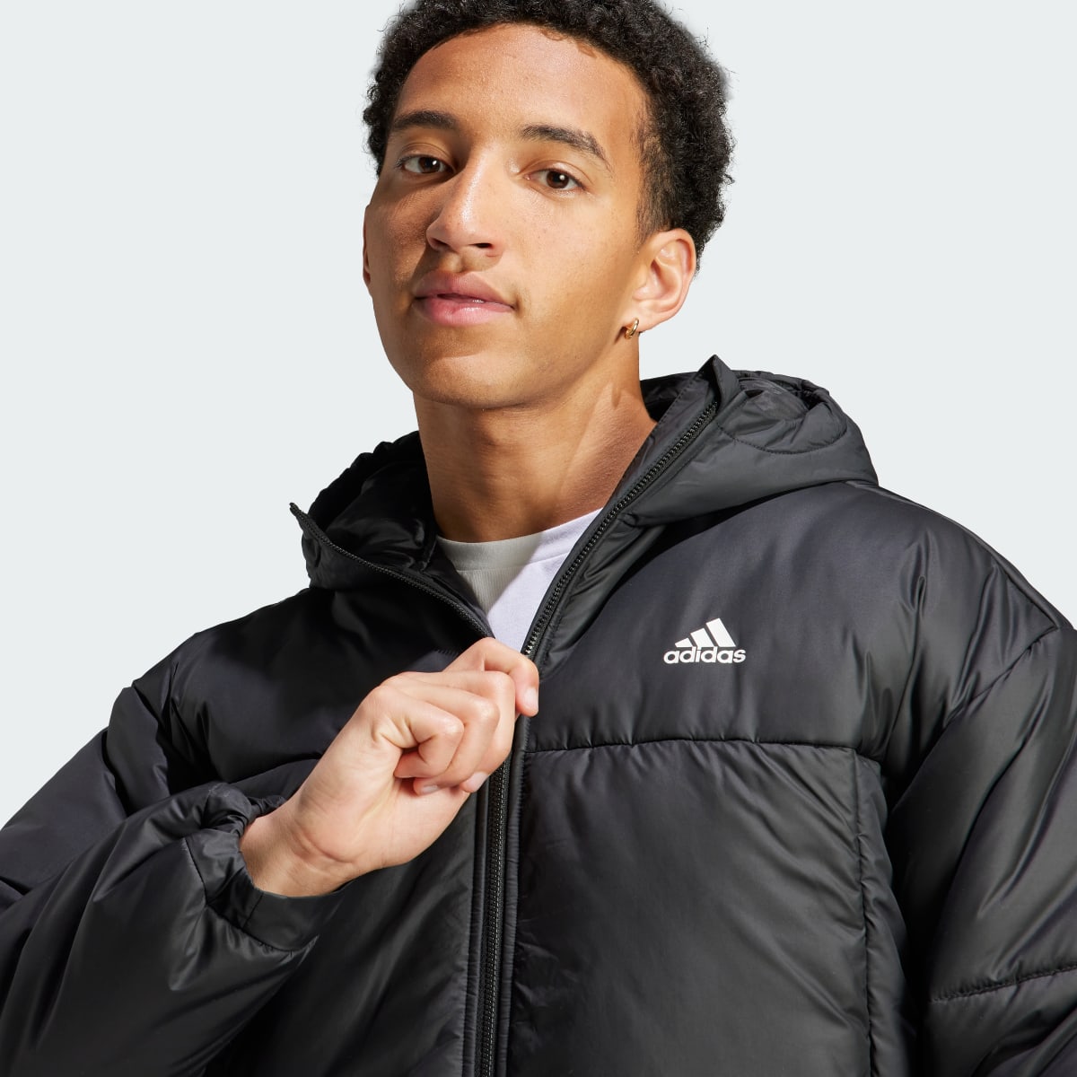 Adidas BSC 3-Stripes Puffy Hooded Jacket. 6