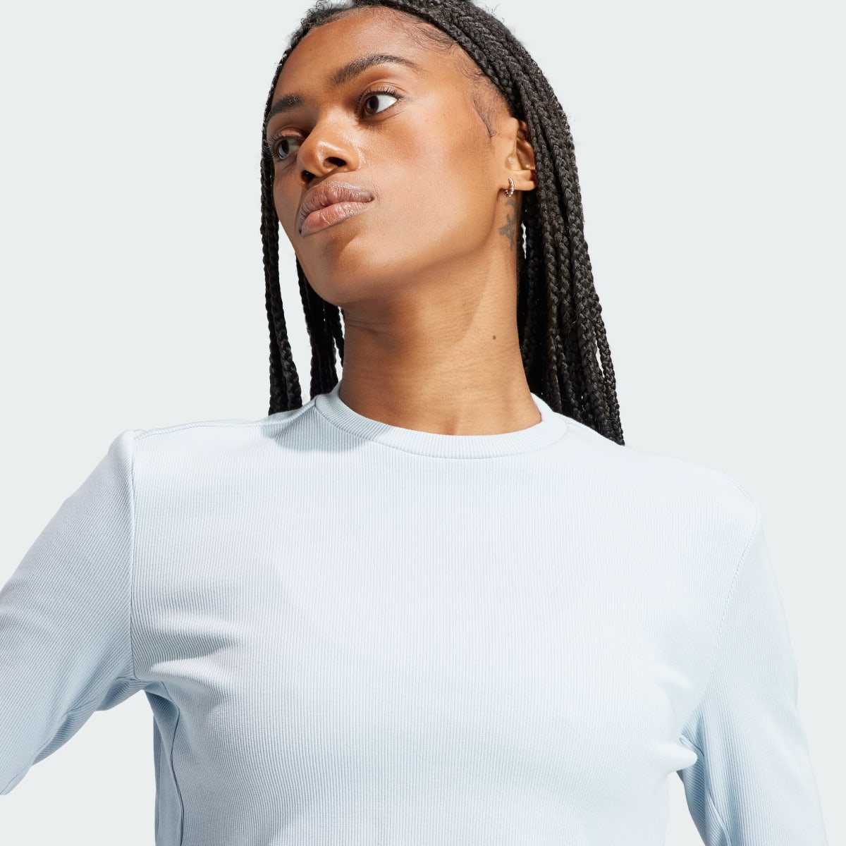 Adidas Lounge Ribbed Crop Long Sleeve Tee. 8