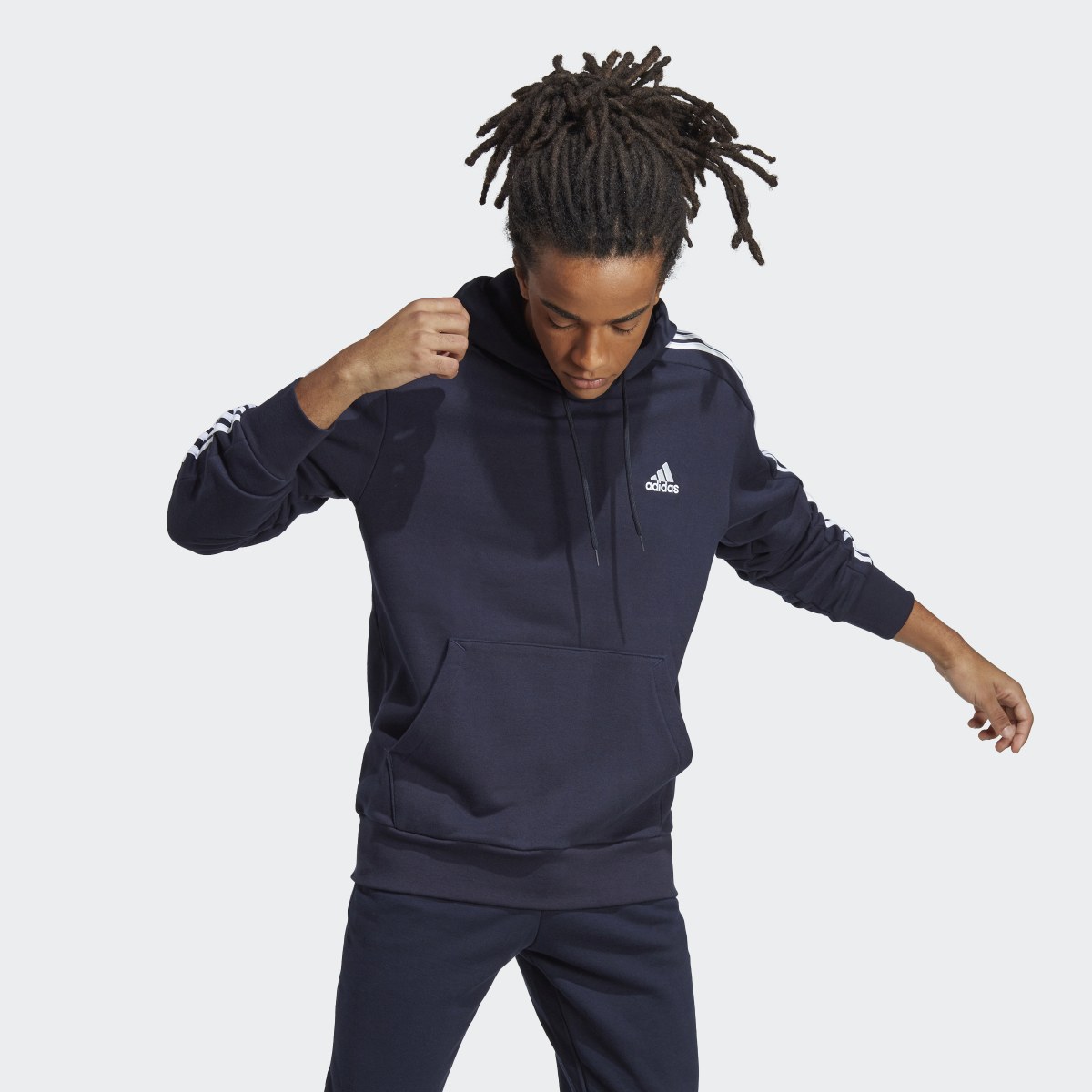 Adidas Essentials French Terry 3-Stripes Hoodie. 4