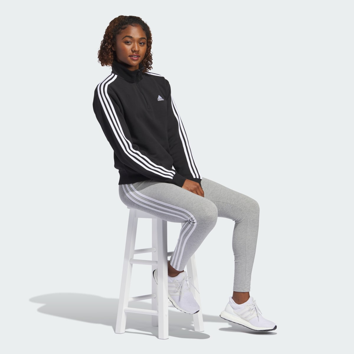 Adidas Essentials 3-Stripes Quarter-Zip Sweatshirt. 4