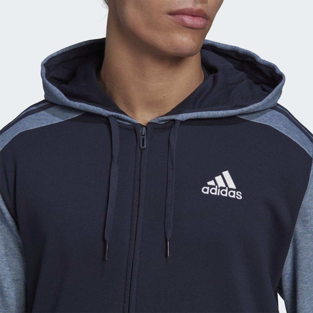 Adidas Veste à capuche entièrement zippée en molleton chiné Essentials. 6