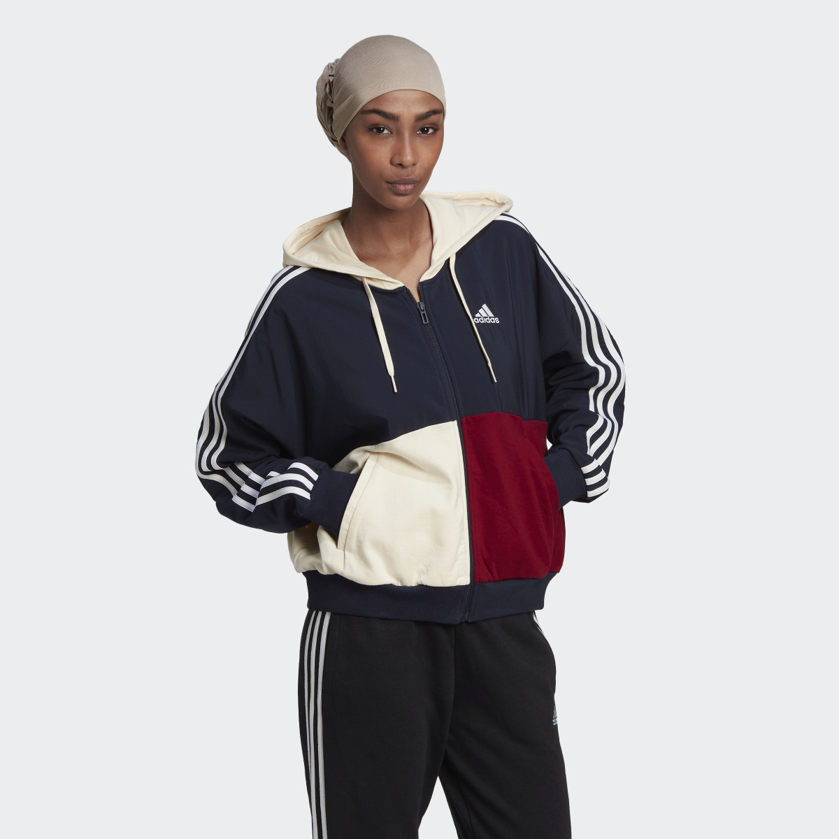 Adidas Veste à capuche entièrement zippée Essentials 3-Stripes Colorblock. 4