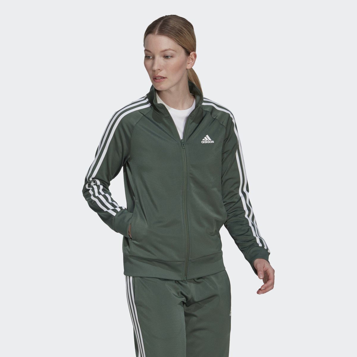 Adidas Primegreen Essentials Warm-Up Slim 3-Stripes Fermuarlı Üst. 4