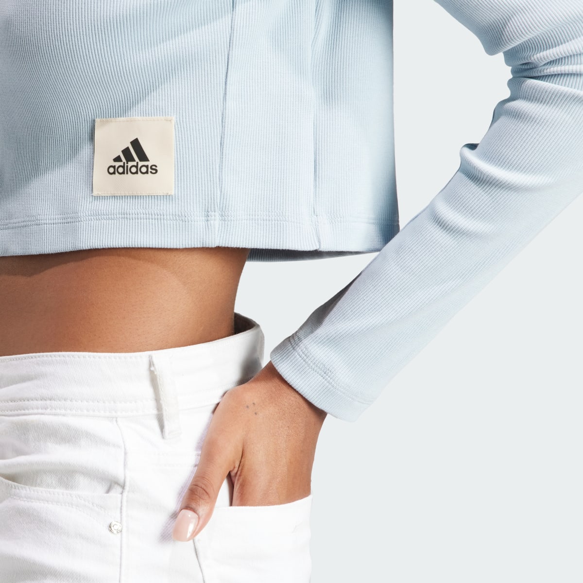 Adidas Lounge Ribbed Crop Long Sleeve Tee. 7