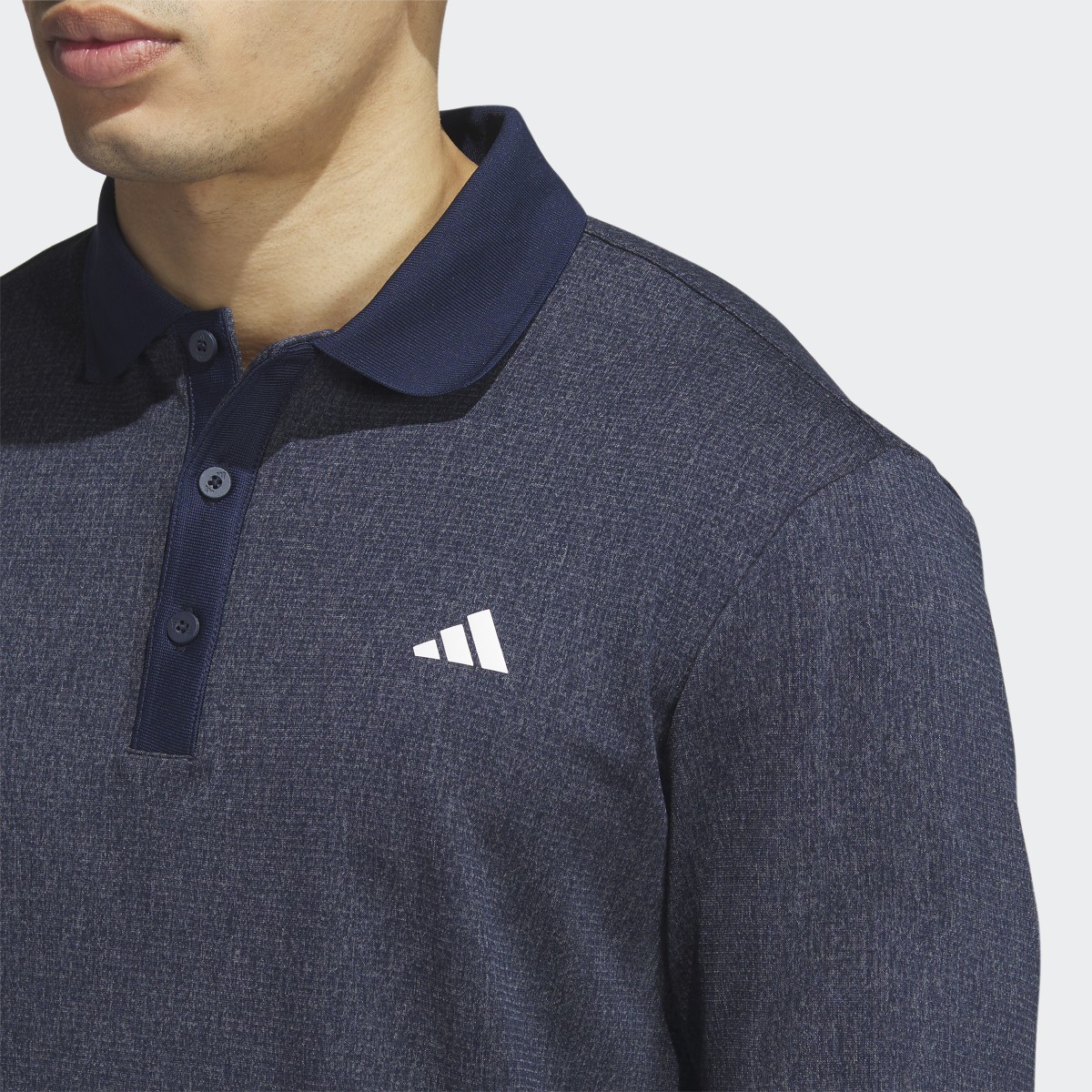 Adidas Essentials Heathered Long Sleeve Polo Shirt. 5