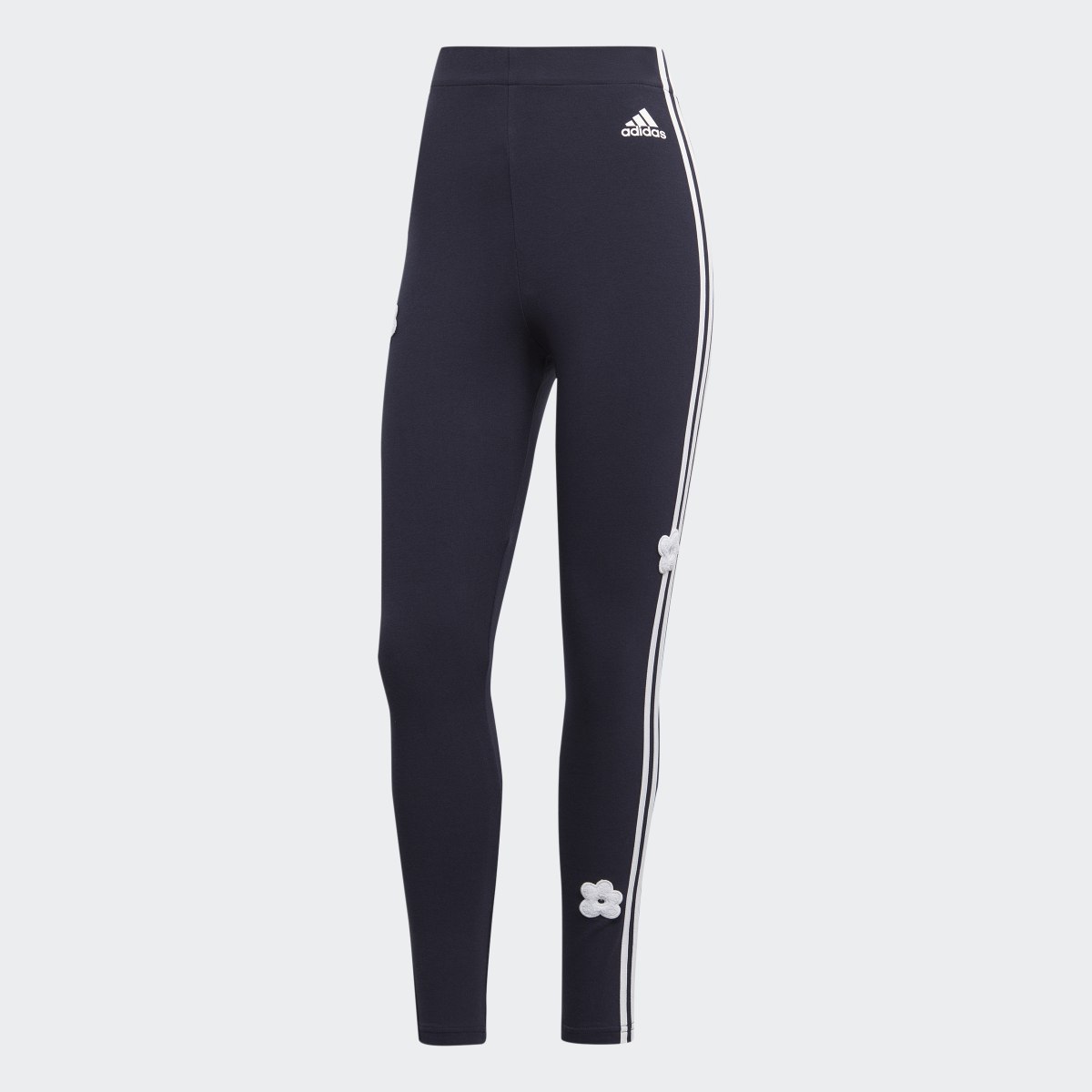 Adidas Leggings de Cintura Subida em Algodão 3-Stripes com Remendos Florais em Feltro. 4