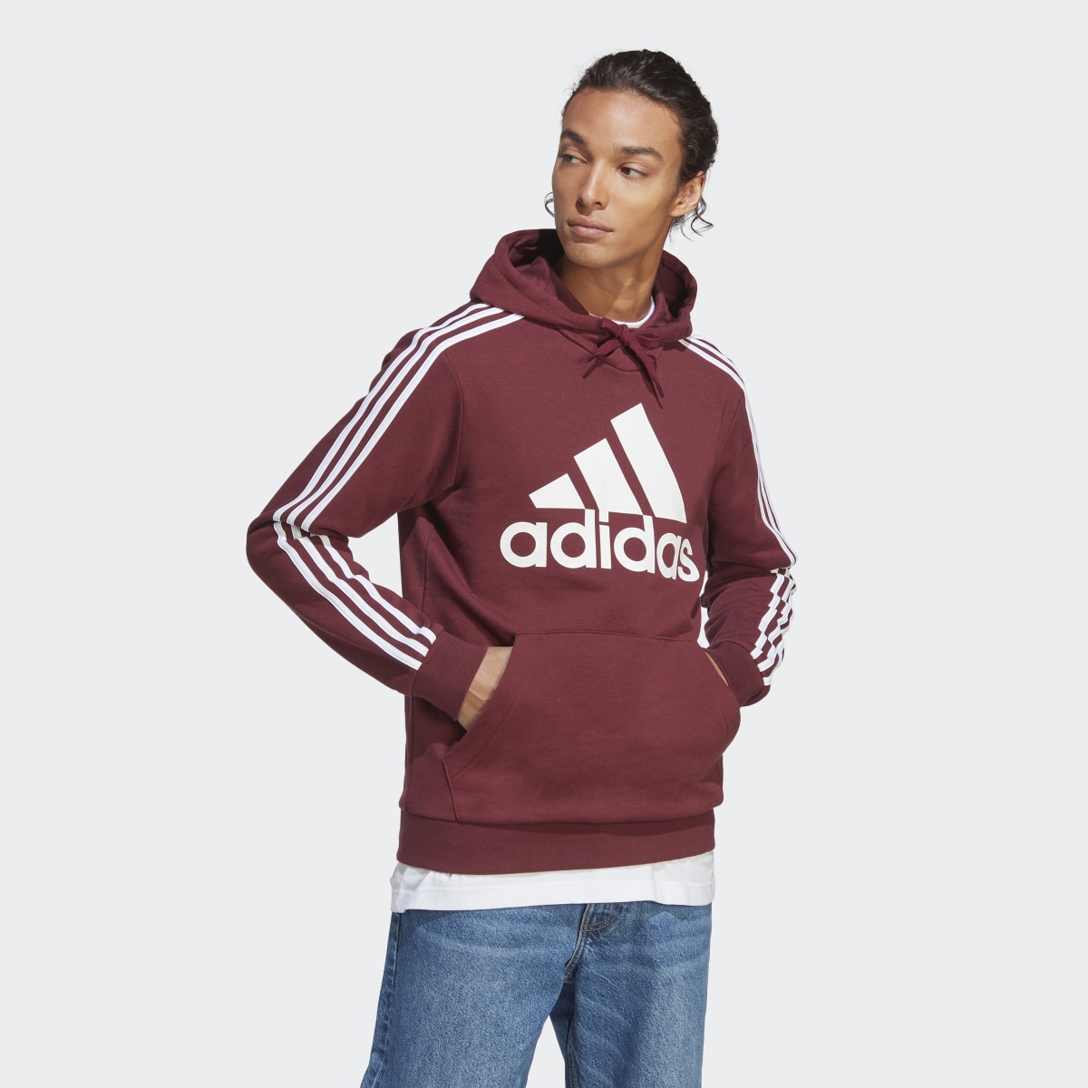 Adidas Felpa con cappuccio Essentials Fleece 3-Stripes Logo. 4