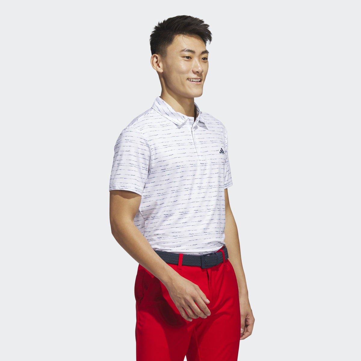 Adidas Stripe Zip Golf Polo Shirt. 5