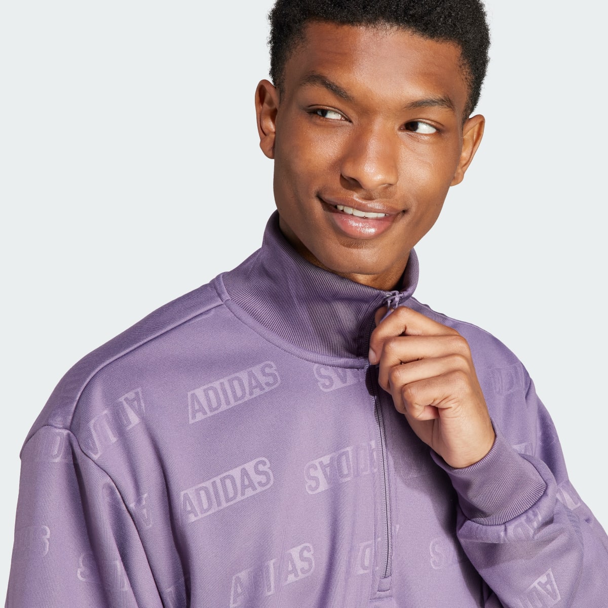 Adidas Embossed Quarter-Zip Sweatshirt. 6