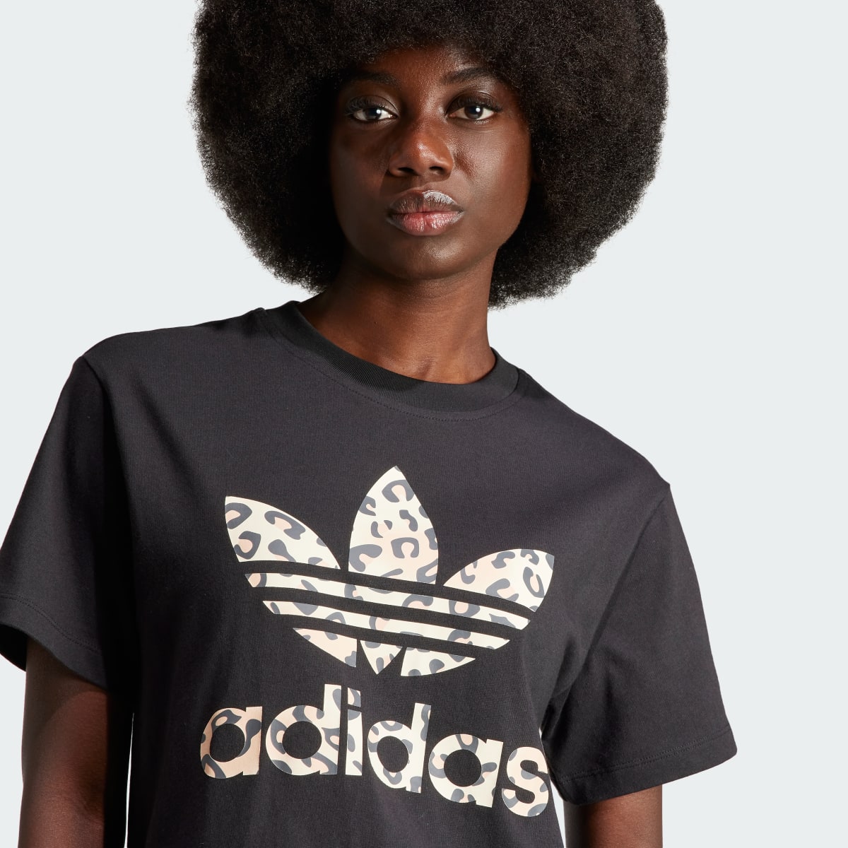 Adidas Originals Leopard Luxe Trefoil T-Shirt. 5