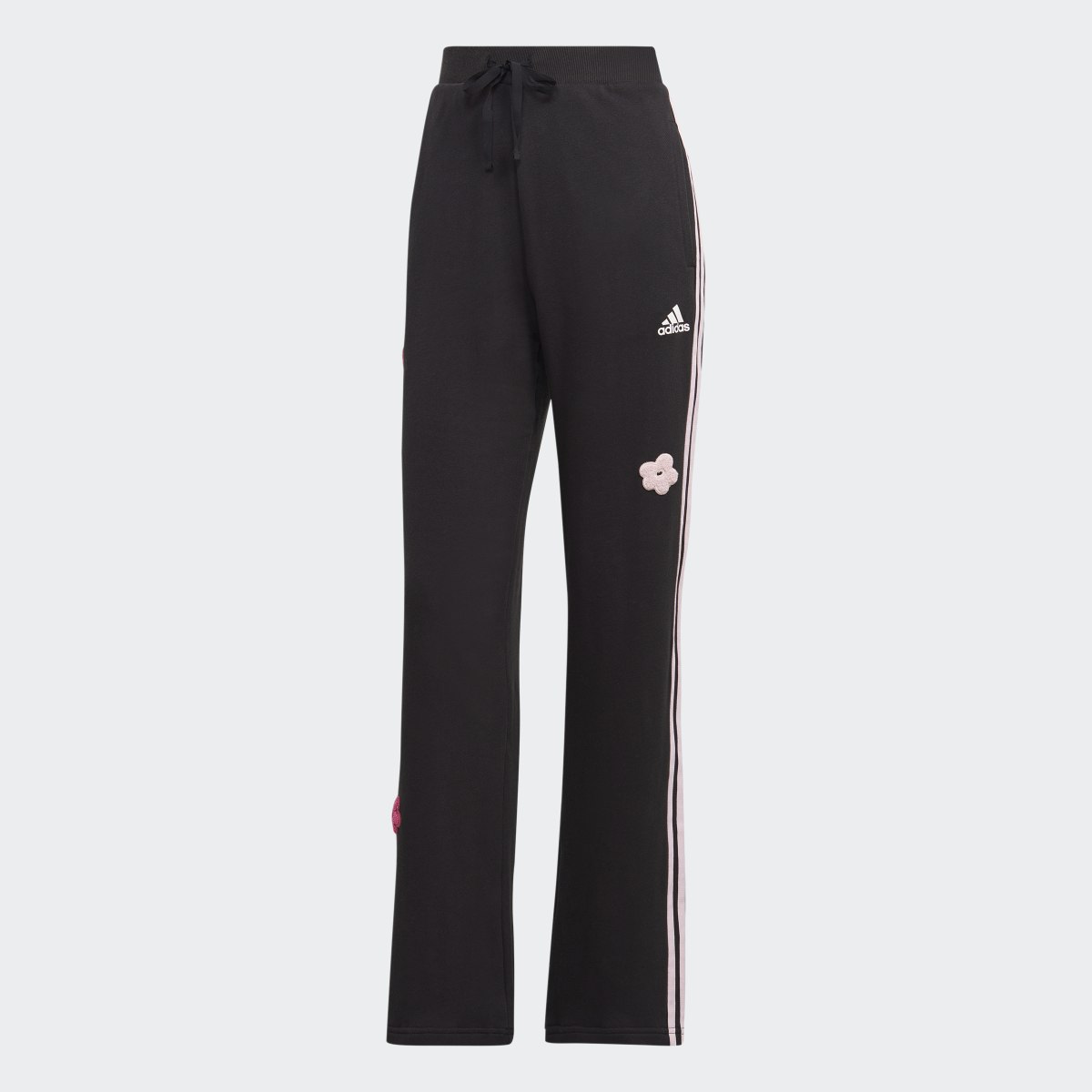 Adidas 3-Stripes High Rise Joggers with Chenille Flower Patches. 4