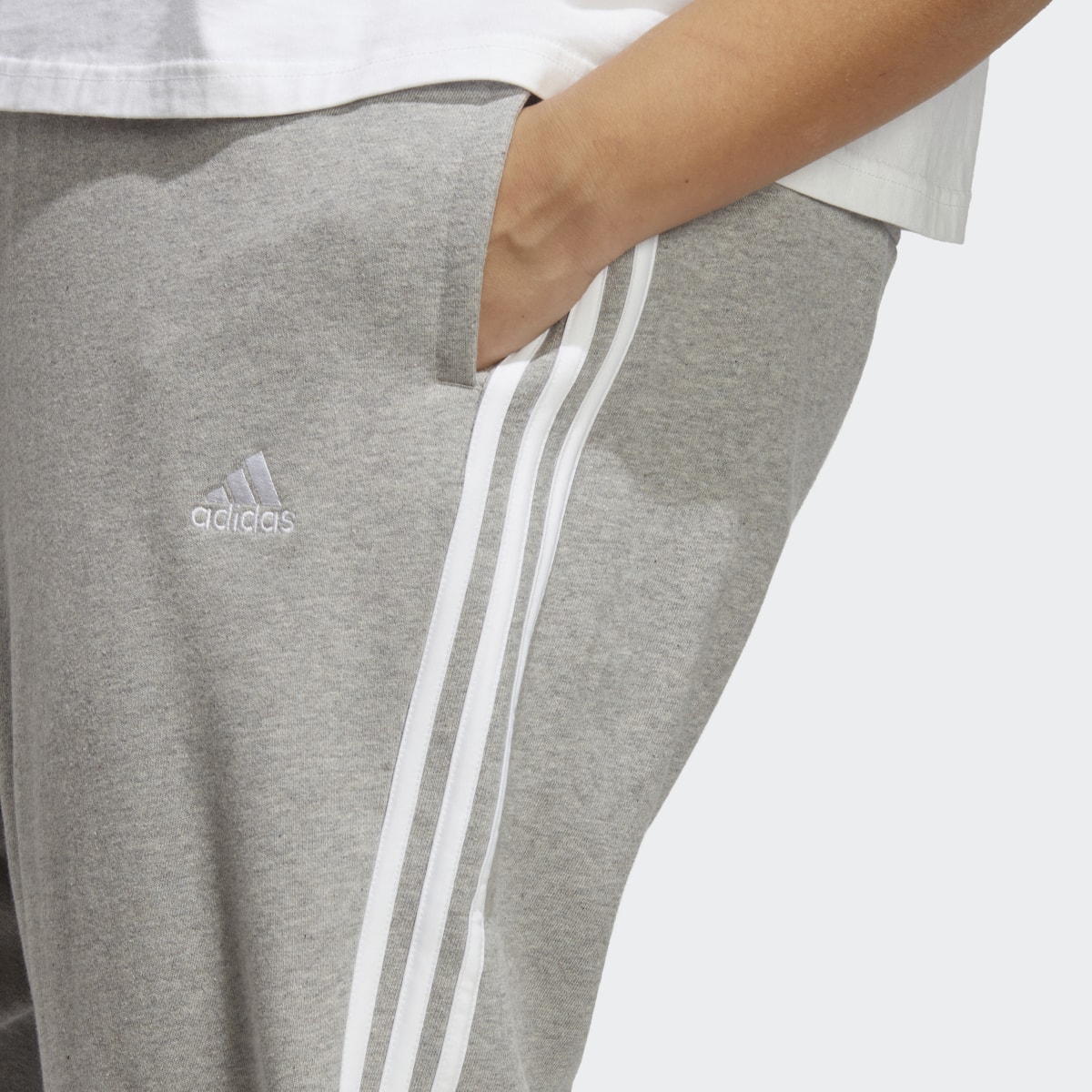 Adidas Essentials 3-Stripes French Terry Cuffed Pants (Plus Size). 5