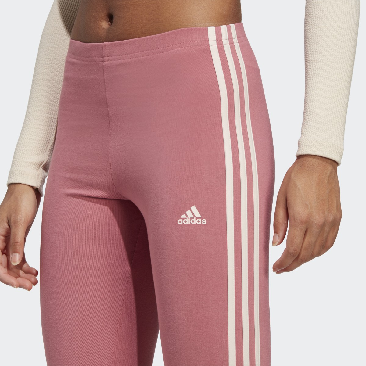 Adidas Essentials 3-Stripes High-Waisted Single Jersey Tayt. 5