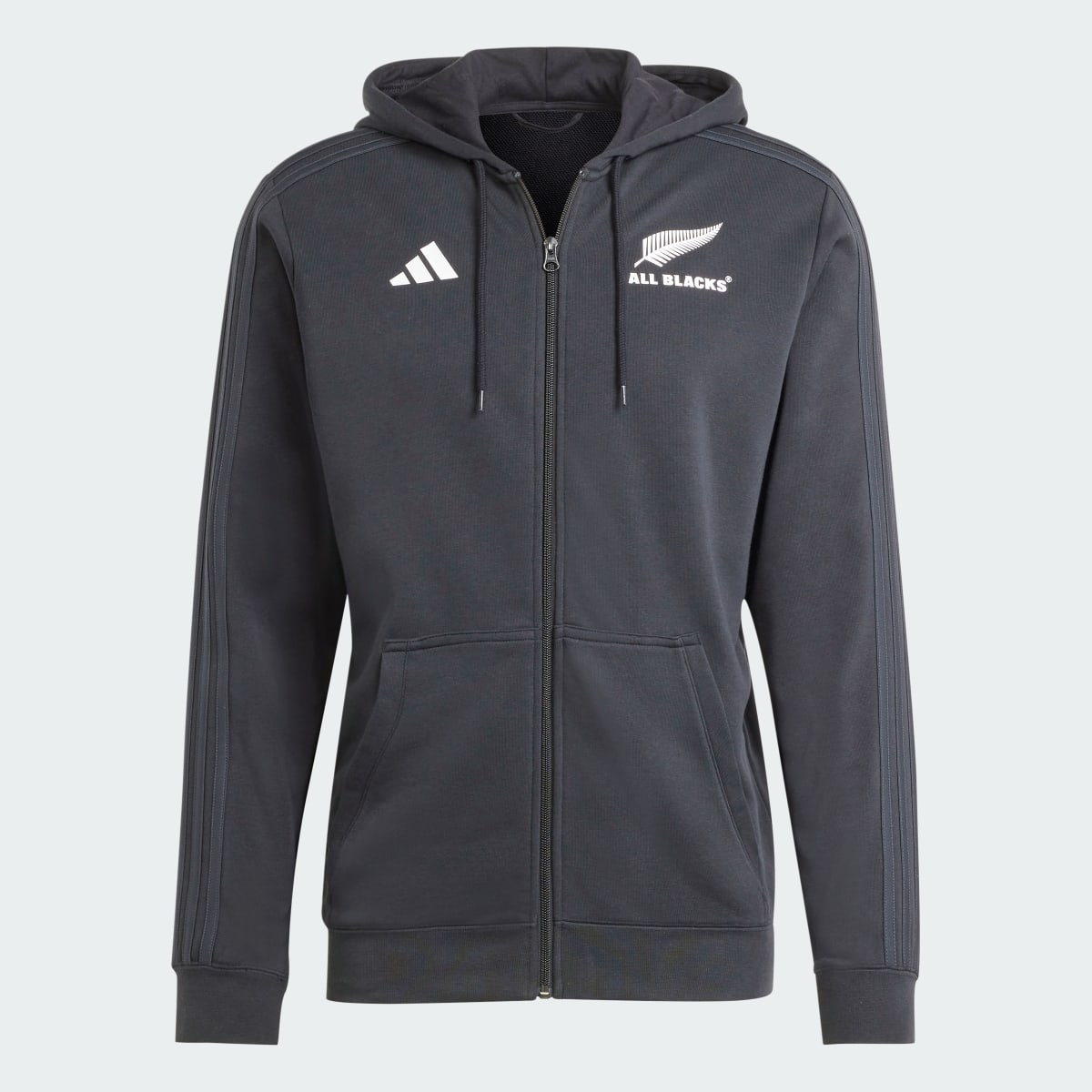 Adidas All Blacks Rugby 3-Stripes Full-Zip Hoodie. 5