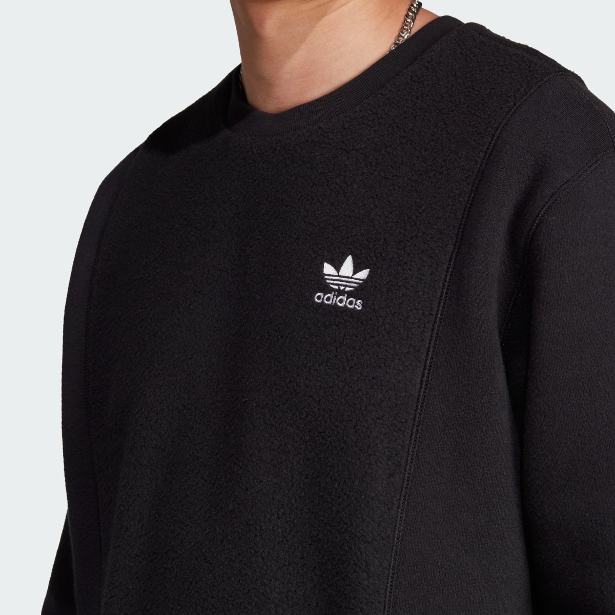 Adidas Essentials+ Trefoil Reverse Material Crew Sweatshirt. 6