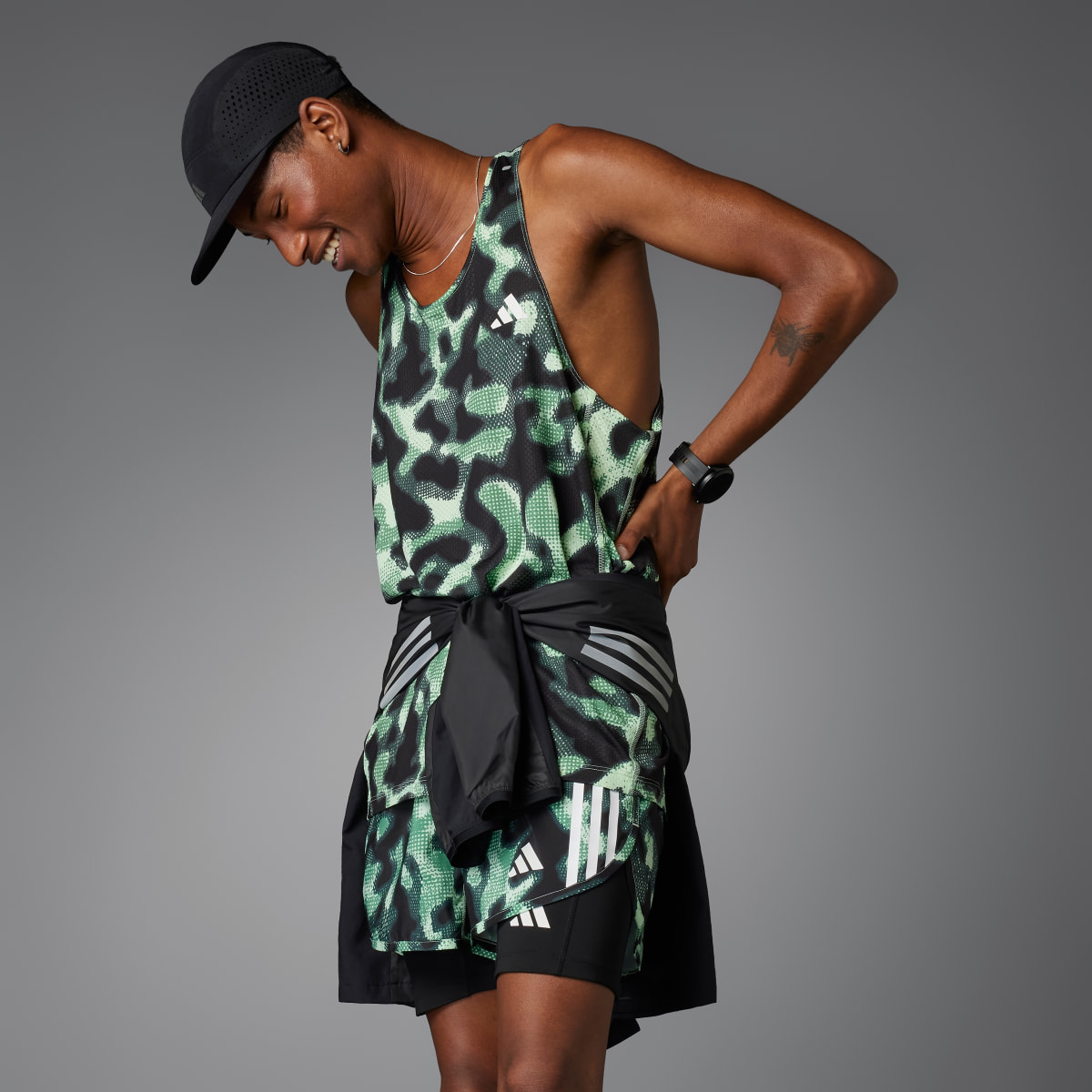 Adidas Own the Run 3-Stripes Allover Print Singlet. 5