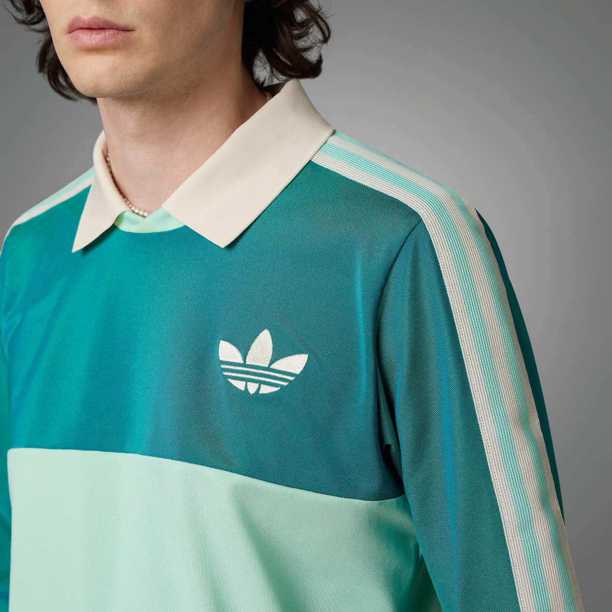 Adidas Adicolor 70s Long Sleeve Vintage Polo Shirt. 4