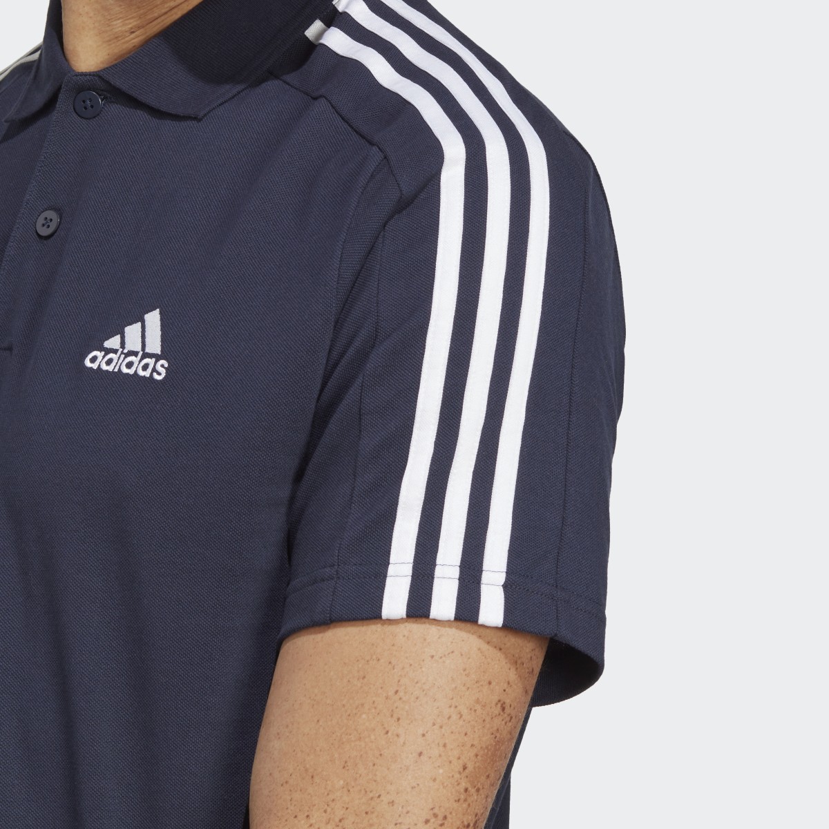 Adidas Essentials Piqué Embroidered Small Logo 3-Stripes Polo Shirt. 7