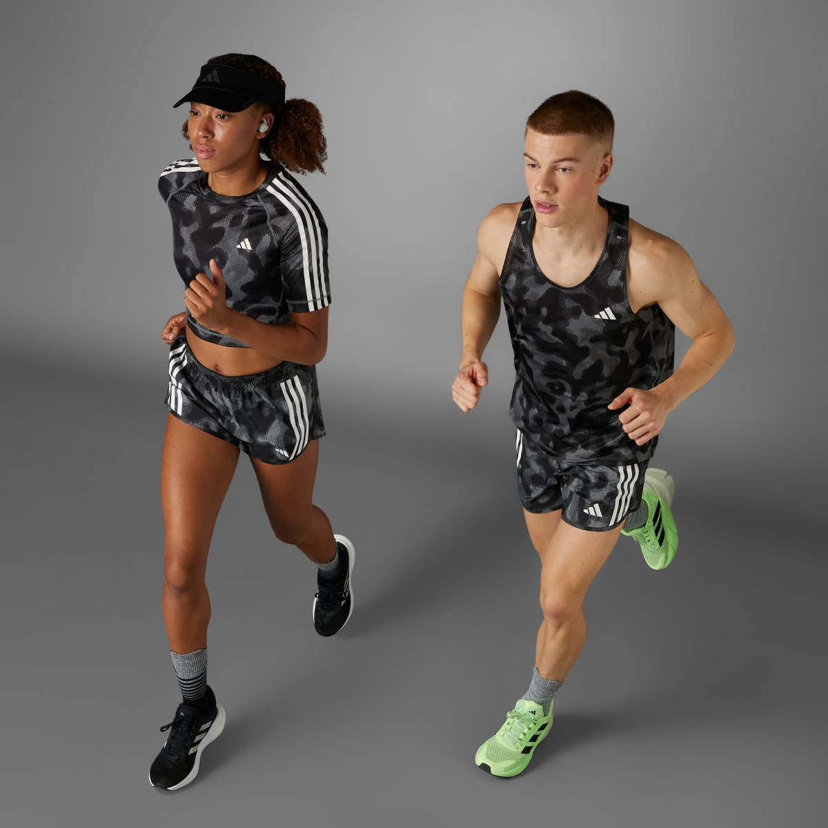 Adidas Own the Run 3-Stripes Allover Print Shorts. 4