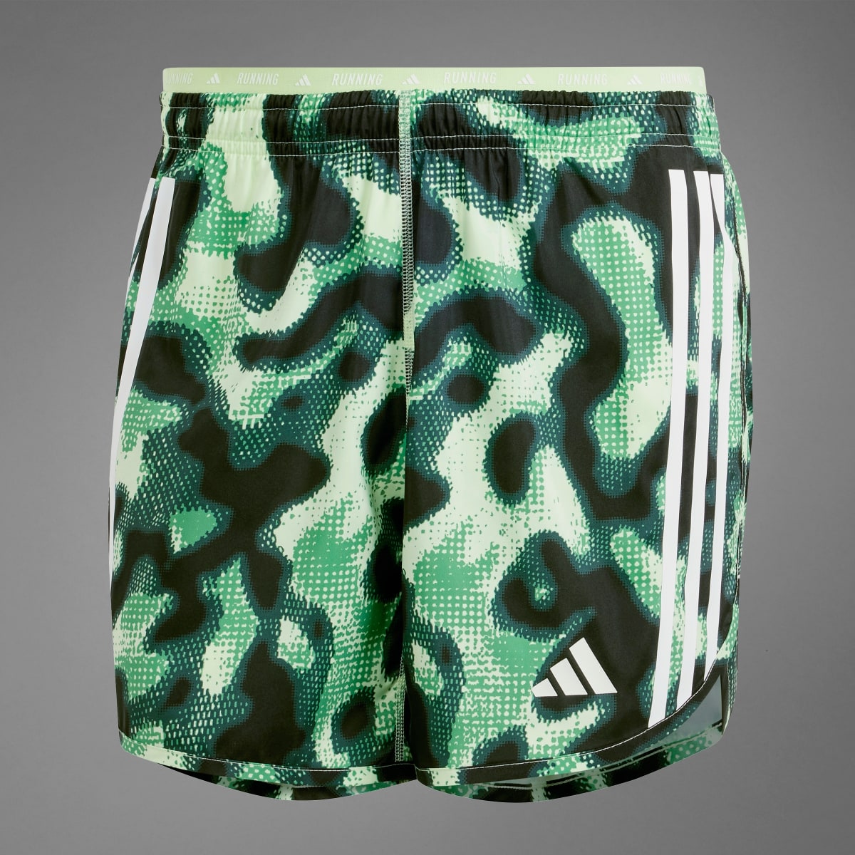 Adidas Own the Run 3-Streifen Allover Print Shorts. 8