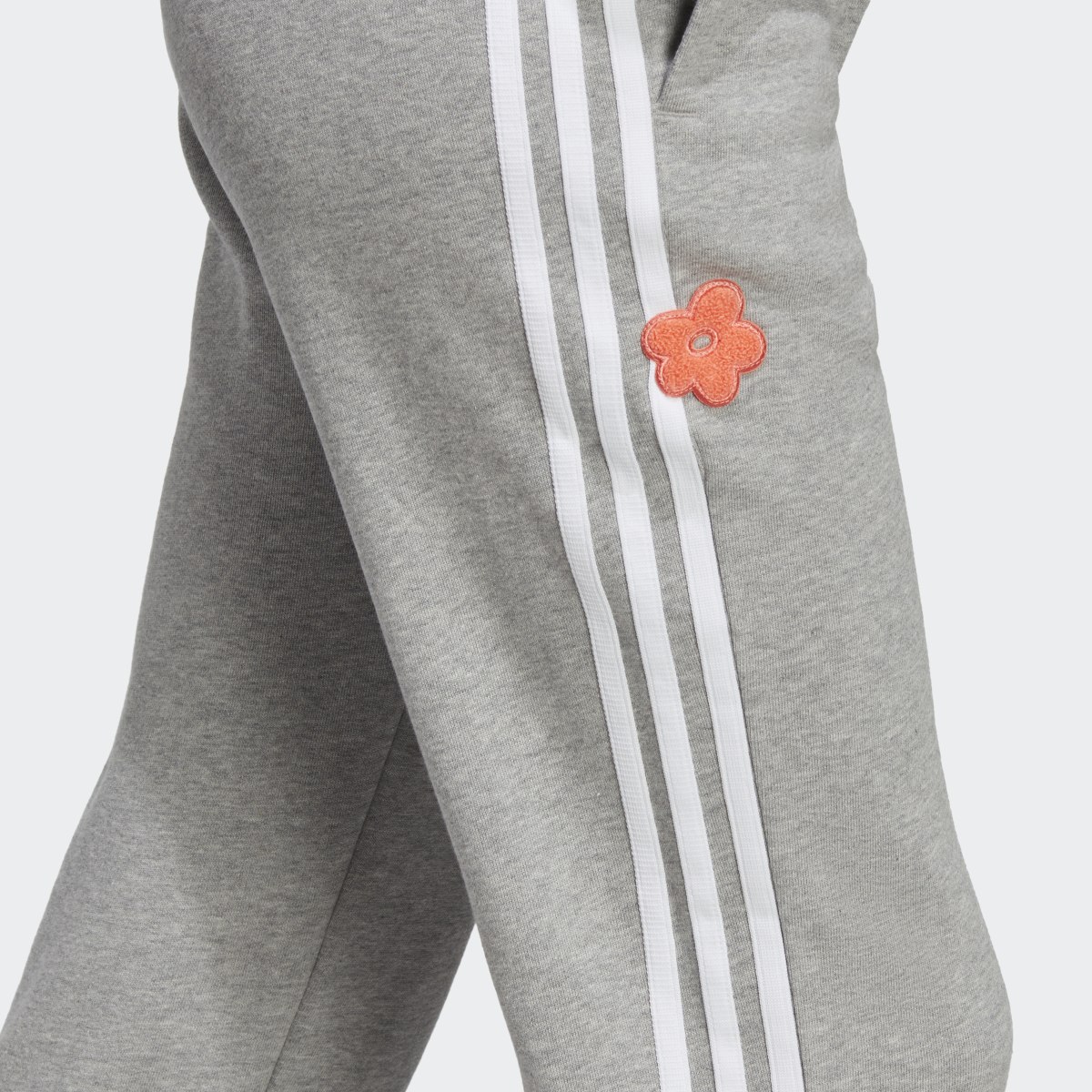Adidas 3-Stripes High Rise Joggers with Chenille Flower Patches. 8