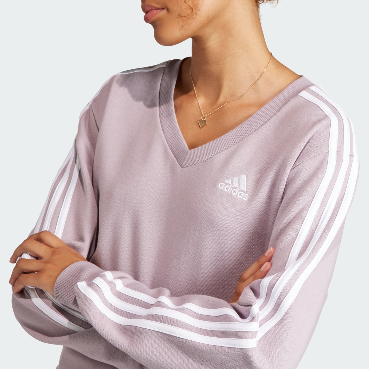 Adidas Essentials 3-Stripes V-Neck Sweatshirt. 7