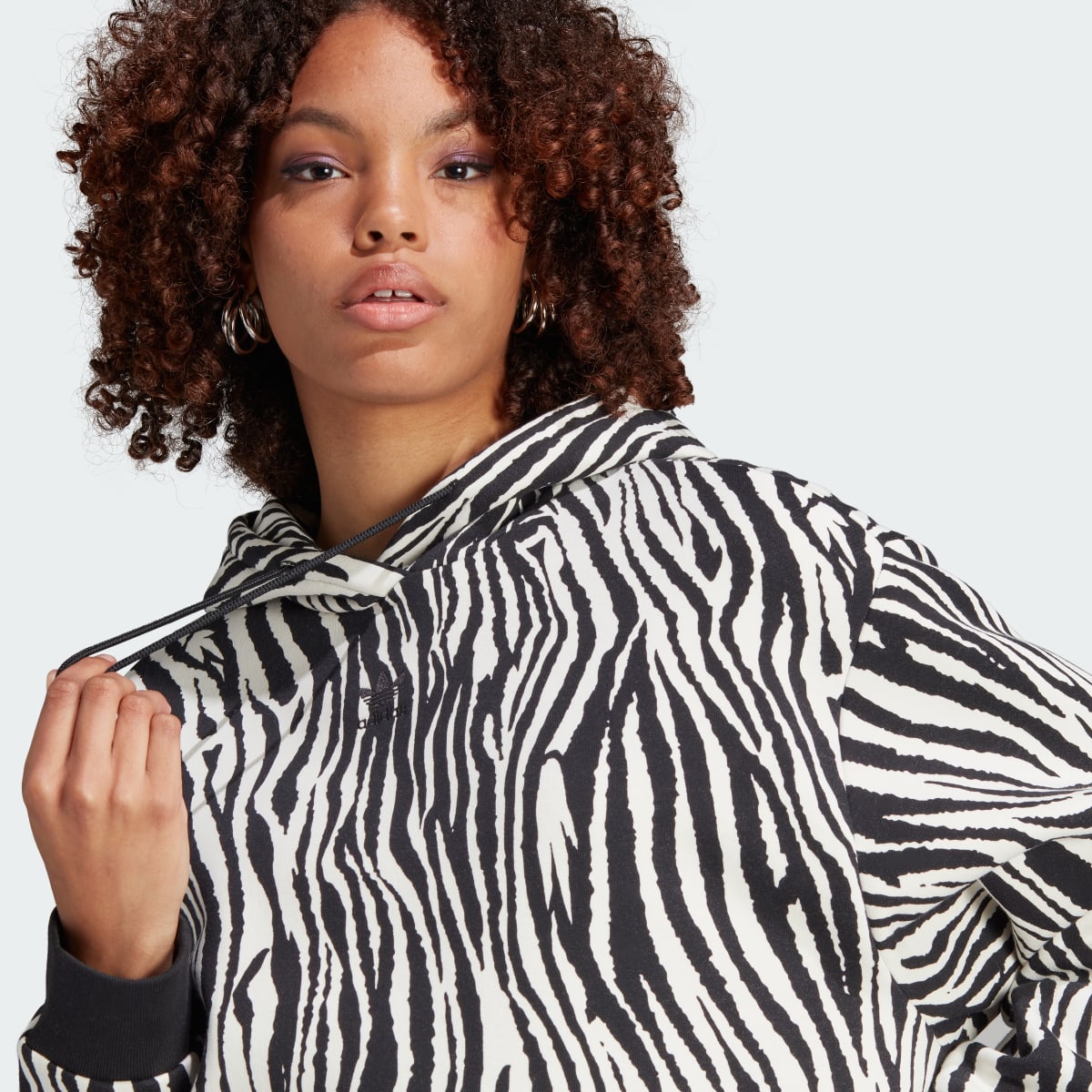 Adidas Allover Zebra Animal Print Essentials Hoodie. 6