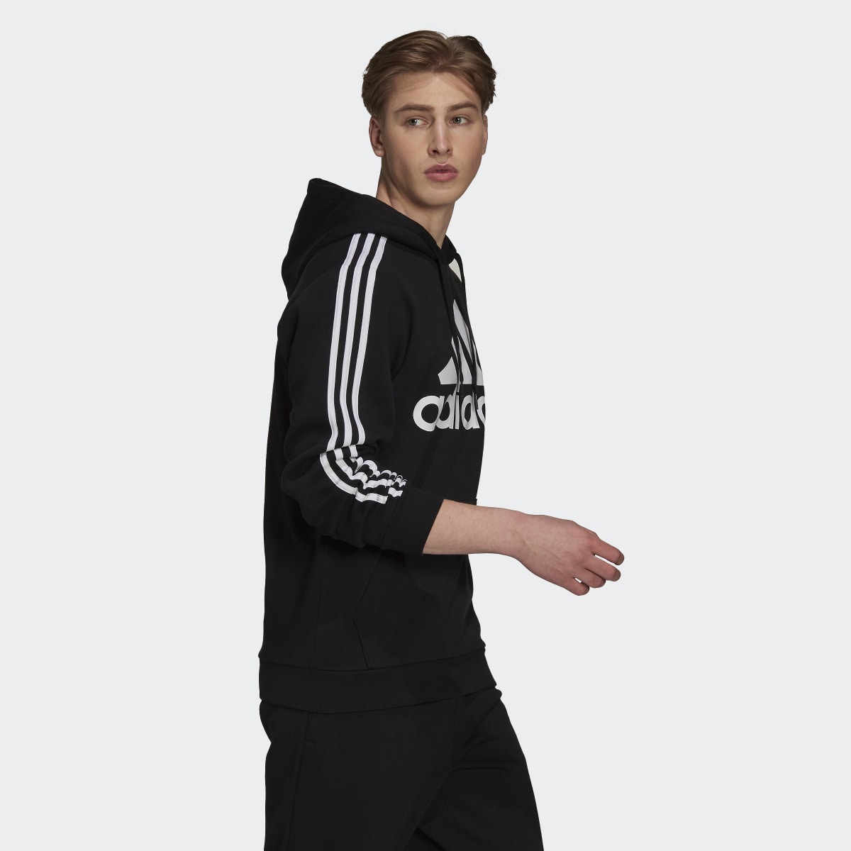 Adidas Sudadera con capucha Essentials Fleece Logo 3 bandas. 4