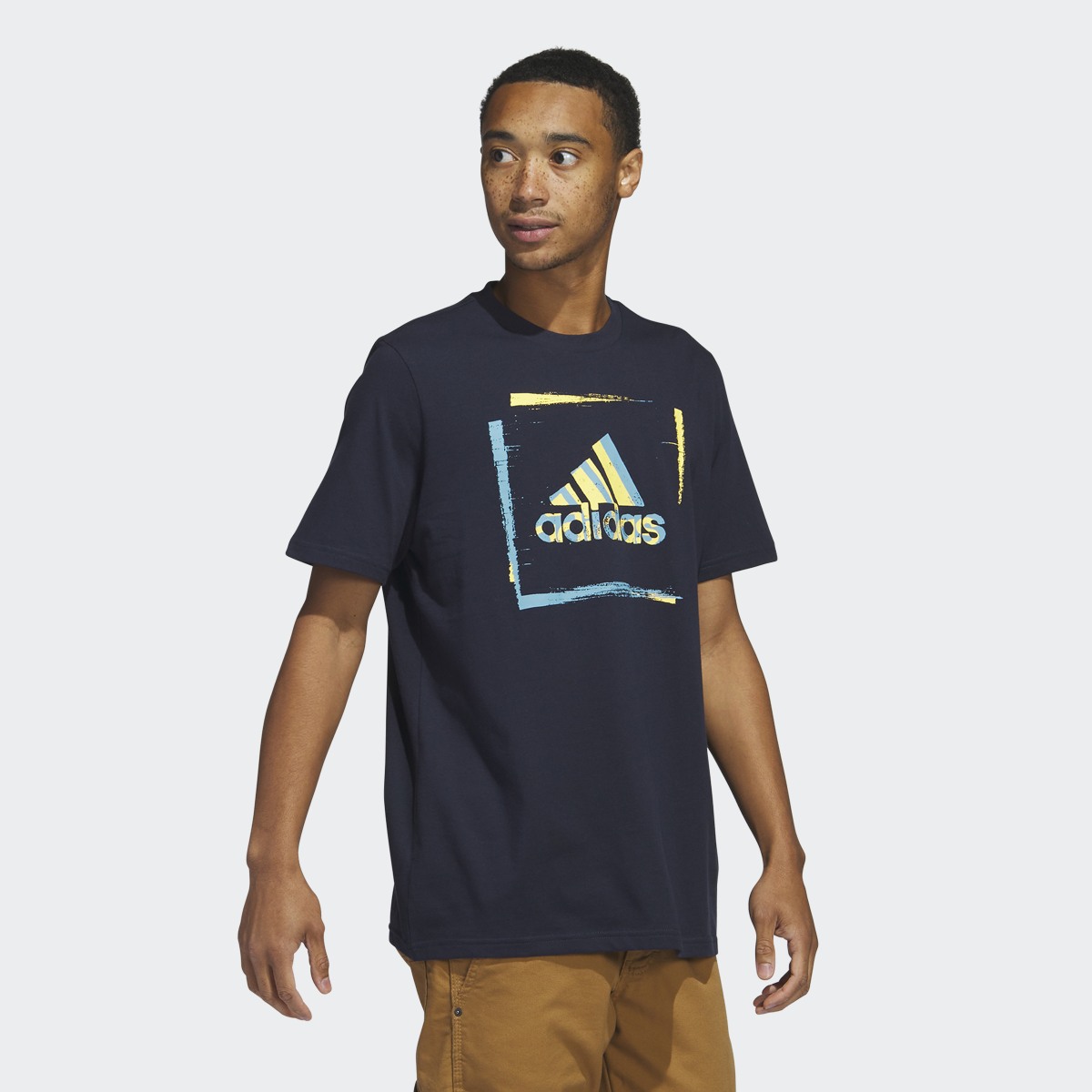 Adidas Two-Tone Stencil Short Sleeve Graphic Tee. 4