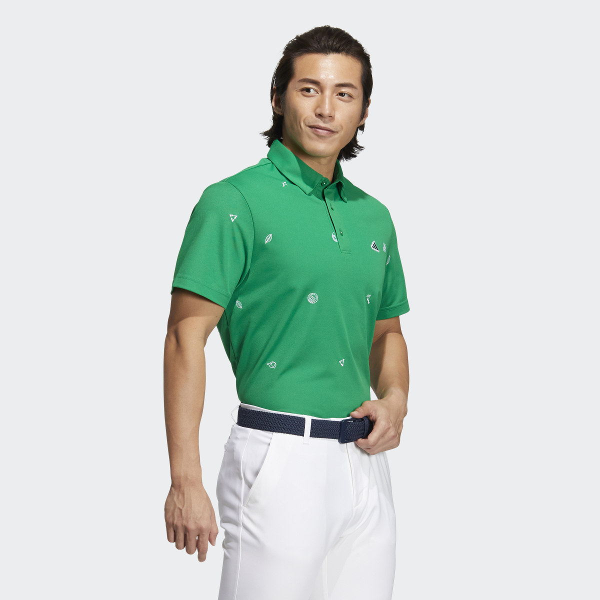 Adidas Play Green Monogram Polo Shirt. 4