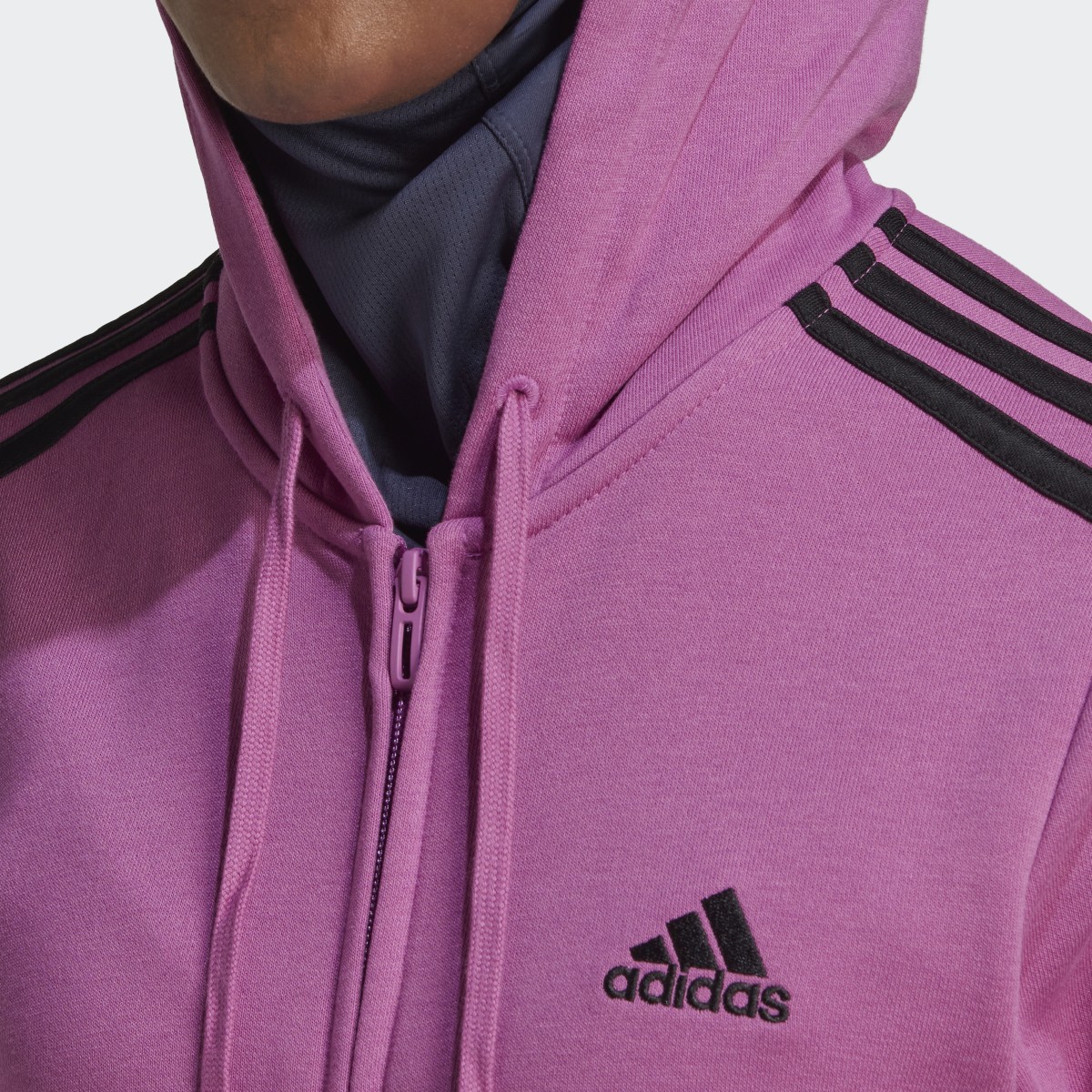 Adidas Essentials French Terry 3-Stripes Full-Zip Hoodie. 6