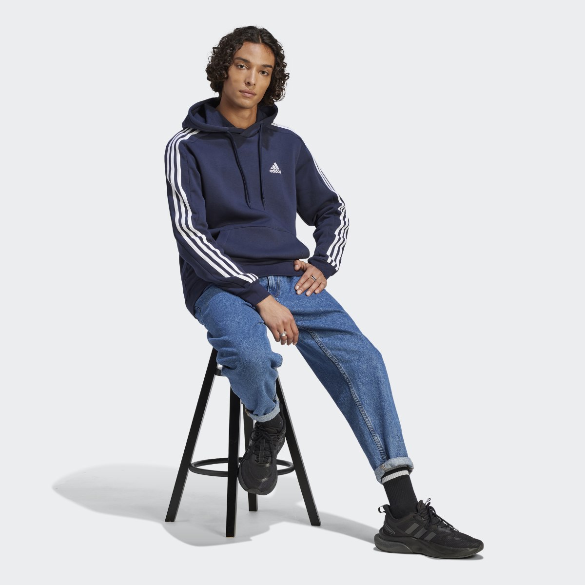 Adidas Essentials Fleece 3-Stripes Hoodie. 4