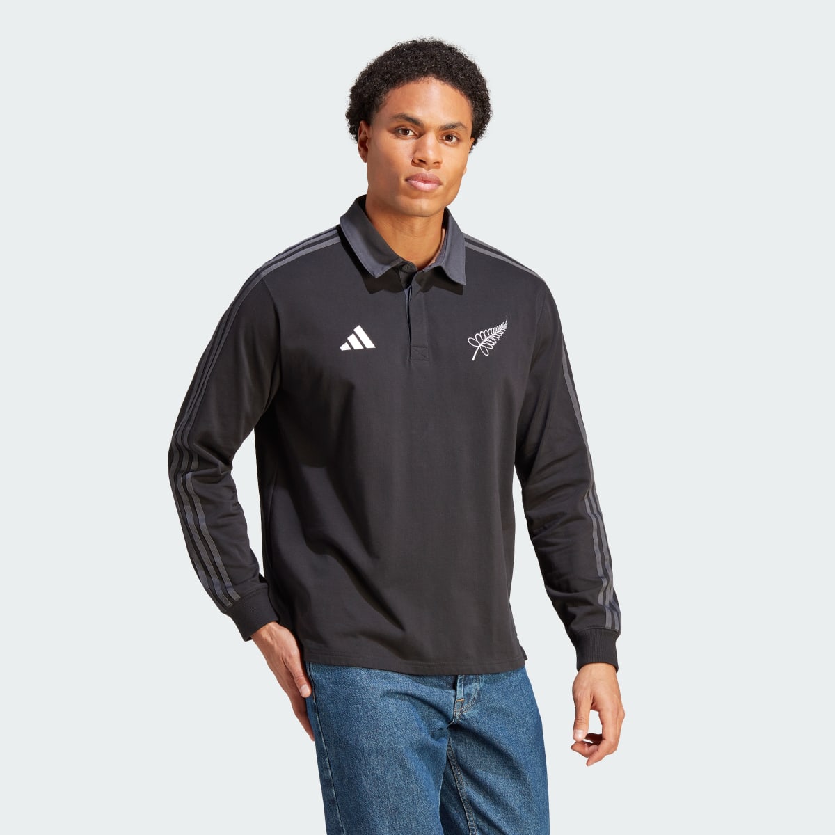 Adidas All Blacks Rugby Long Sleeve Poloshirt. 4