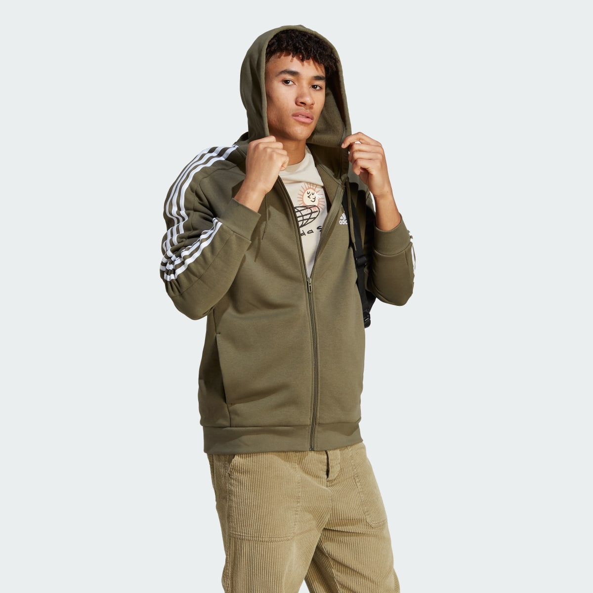 Adidas Essentials Fleece 3-Stripes Full-Zip Hoodie. 4