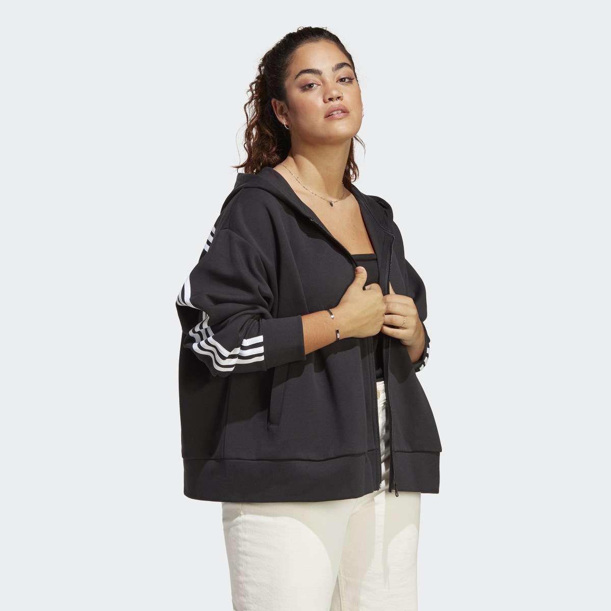 Adidas Future Icons 3-Stripes Full-Zip Hoodie (Plus Size). 4