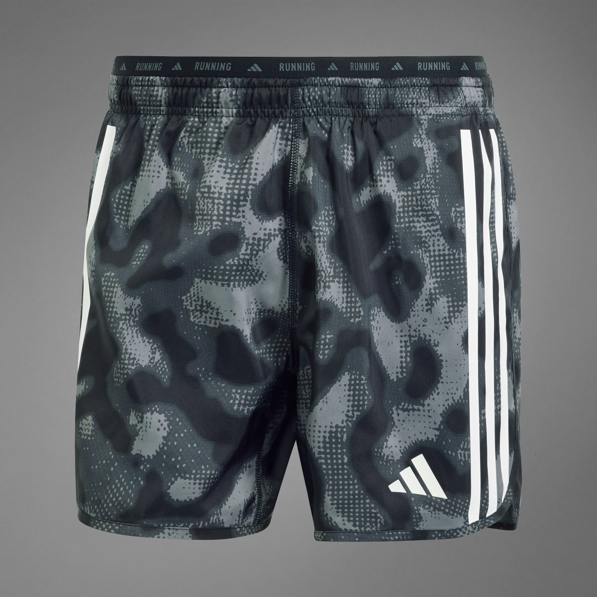 Adidas Own the Run 3-Streifen Allover Print Shorts. 9