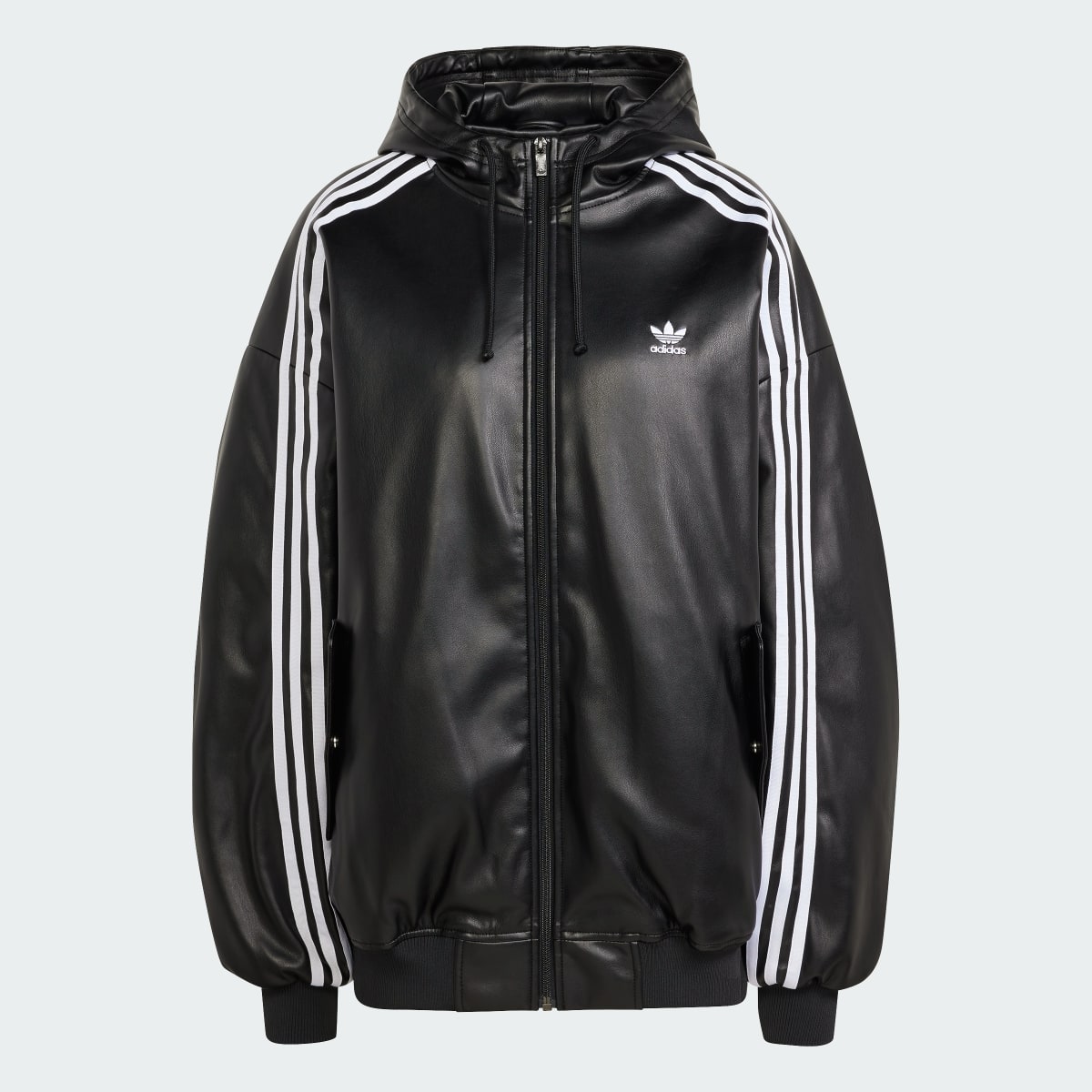 Adidas Adilenium Oversized Faux Leather Jacket. 5