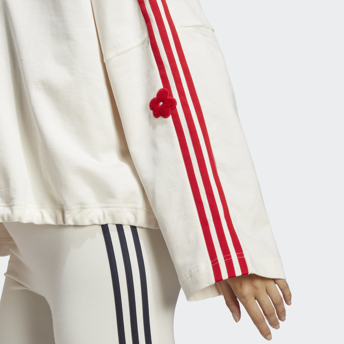 Adidas 3-Stripes Sweatshirt with Chenille Flower Patches. 6