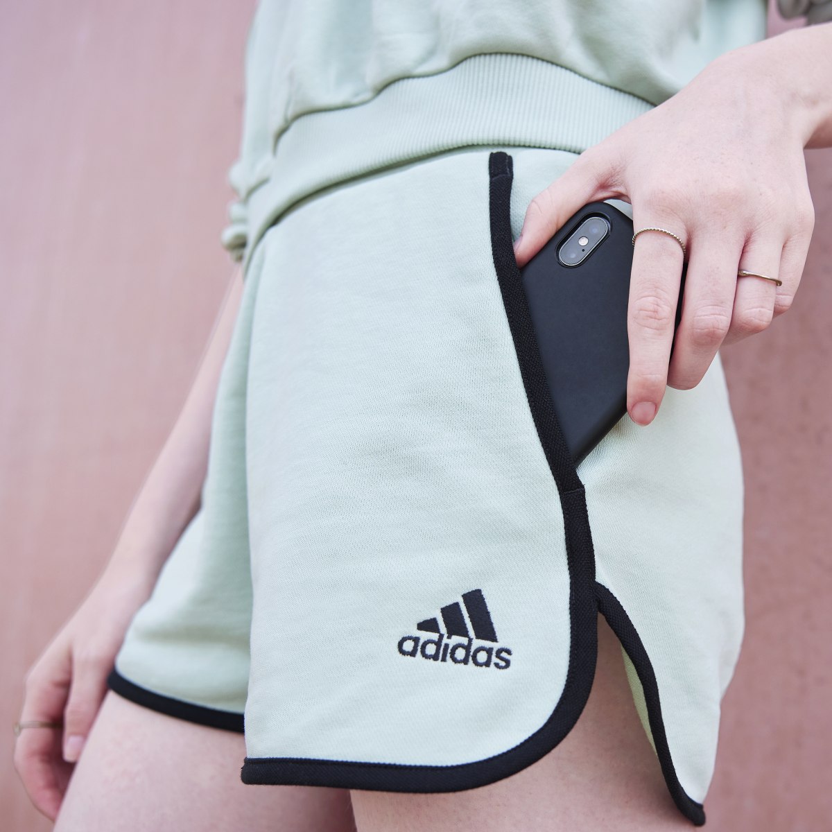 Adidas Calções de Cintura Subida em Moletão. 6