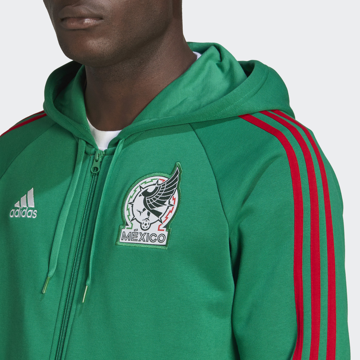 Adidas Sudadera con Gorro México Cierre Frontal. 6