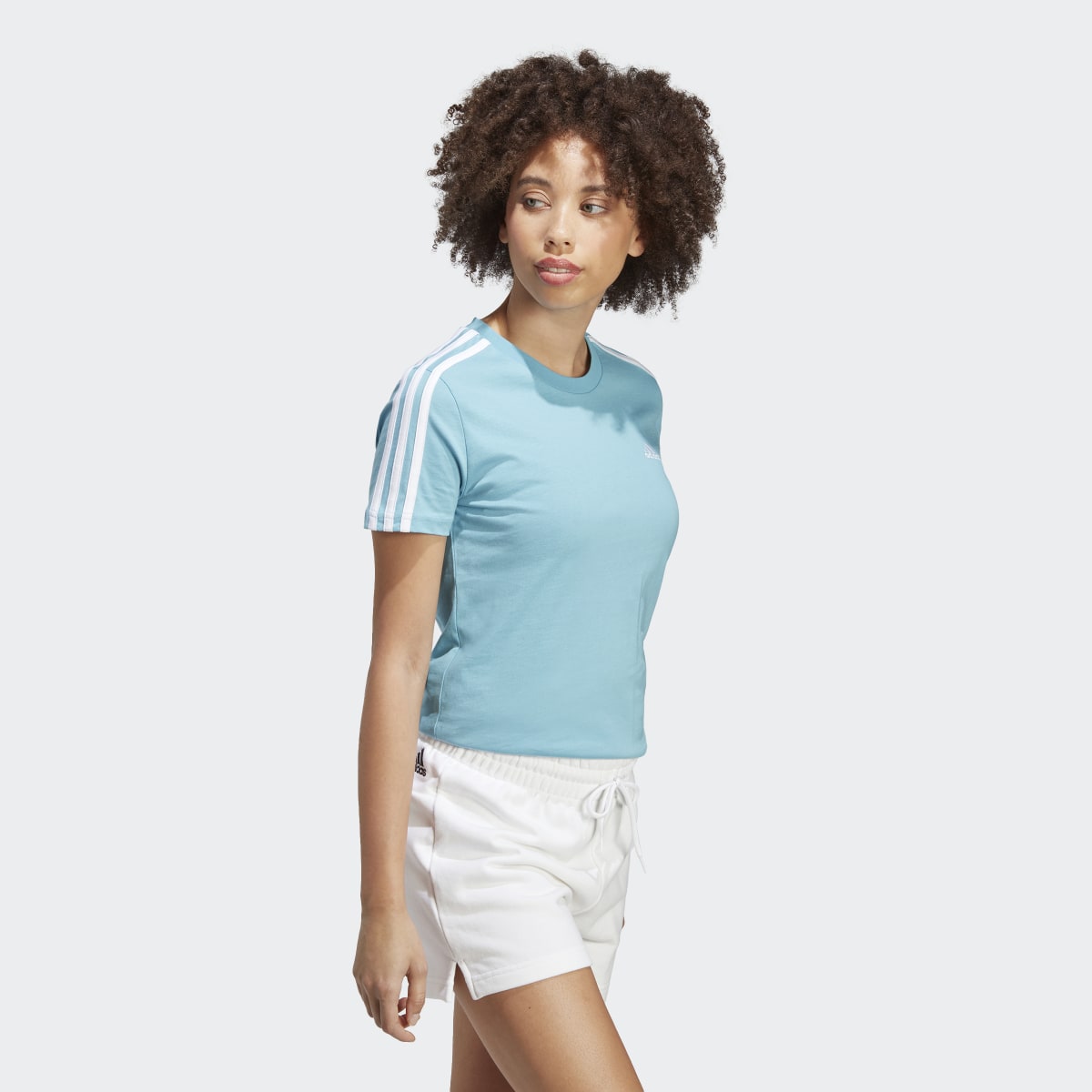 Adidas Essentials Slim 3-Stripes T-Shirt. 4