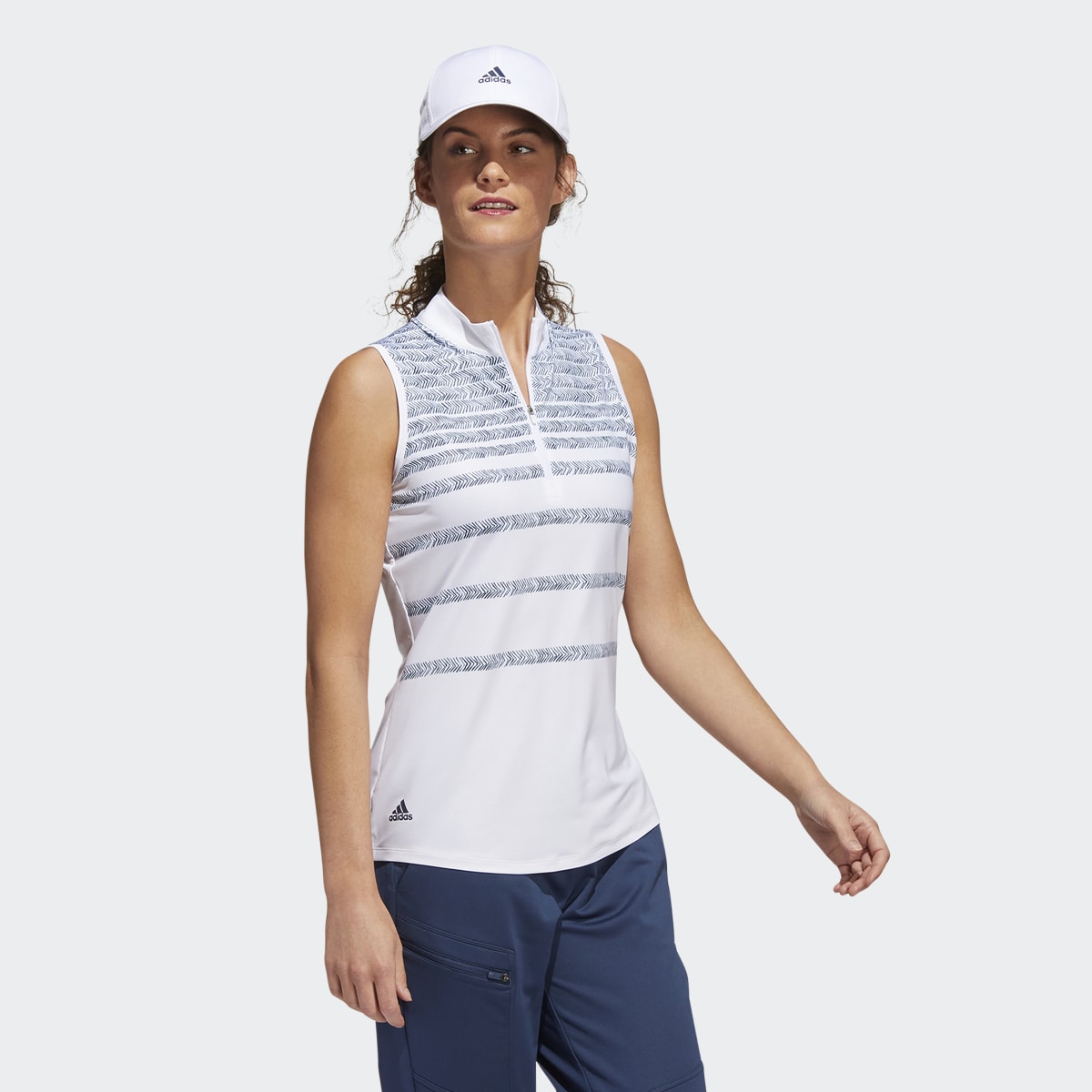 Adidas Herringbone Stripe Sleeveless Polo Shirt. 4