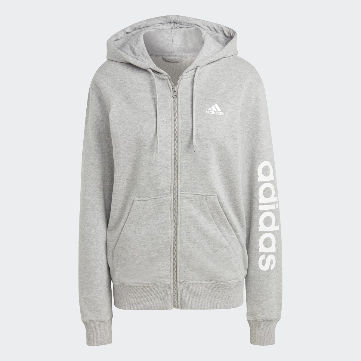 Adidas Veste à capuche entièrement zippée en molleton Essentials Linear (Grandes tailles). 5