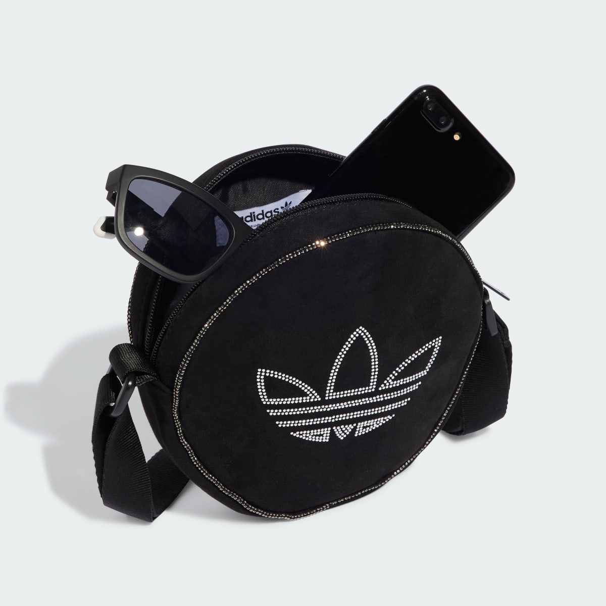 Adidas Rhinestones Fake Suede Round Bag. 5